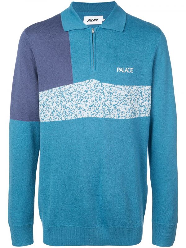  Palace Pull à Col Zippé - Bleu 