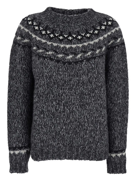  P.a.r.o.s.h. Pull Mouline En Maille Fair Isle - Gris 