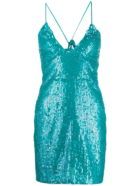 P.a.r.o.s.h. Robe Courte Gleam à Sequins - Bleu 