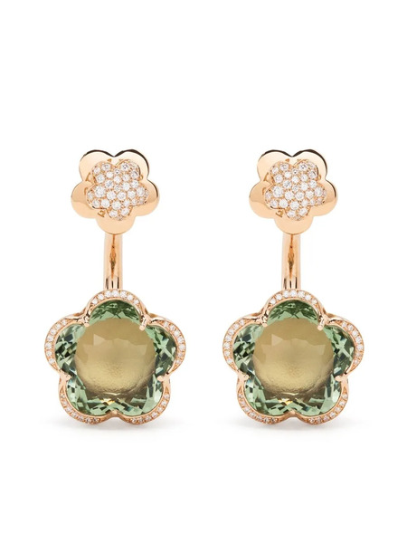  Pasquale Bruni Boucles D'oreilles Ton Joli En Or Rose 18ct Serties De Prasiolite Et Pavées De Diamants 