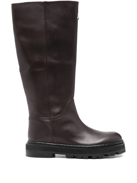  Patrizia Pepe Bottes En Cuir - Marron 