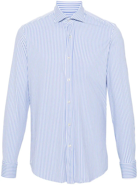  Paul & Shark Chemise Rayée à Logo Brodé - Bleu 