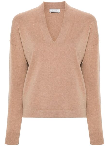  Peserico Pull En Maille Métallisée - Marron 