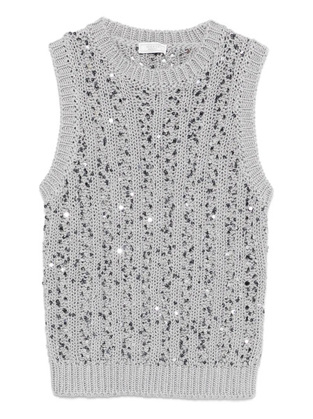  Peserico Pull Orné De Sequins - Gris 