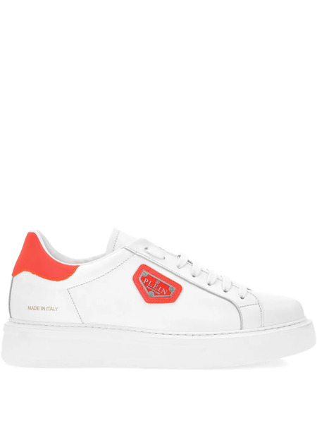  Philipp Plein Baskets En Cuir à Plaque Logo - Blanc 