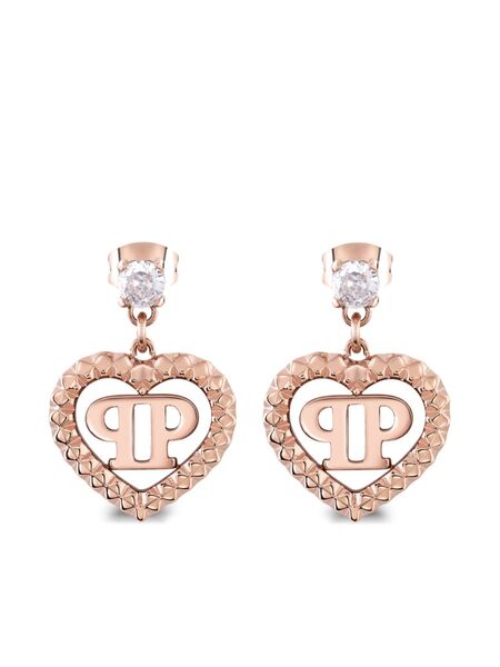  Philipp Plein Boucles D'oreilles à Pendentif Cœur - Rose 