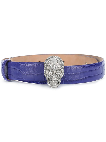  Philipp Plein Ceinture à Boucle Tête De Mort - Violet 