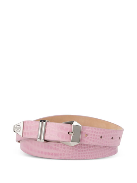  Philipp Plein Ceinture à Détail De Logo - Rose 