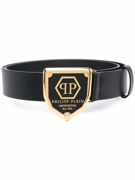  Philipp Plein Ceinture En Cuir à Plaque Logo - Noir 
