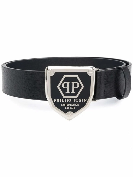  Philipp Plein Ceinture En Cuir à Plaque Logo - Noir 