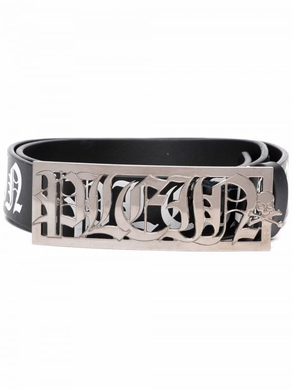  Philipp Plein Ceinture En Cuir à Plaque Logo - Noir 