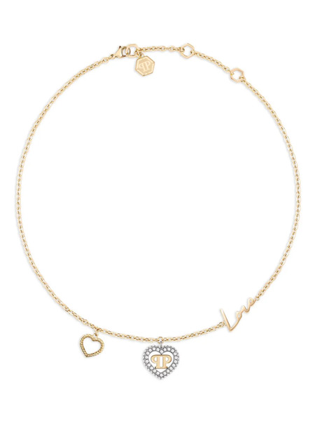  Philipp Plein Collier à Pendentifs Cœur - Or 