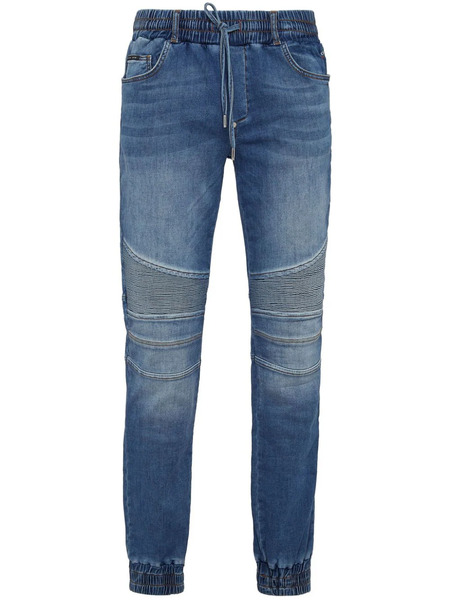  Philipp Plein Jean Skinny à Détails Nervurés - Bleu 