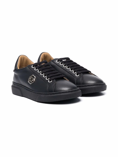  Philipp Plein Junior Baskets à Plaque Logo Hexagon - Noir 