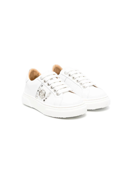  Philipp Plein Junior Baskets Hexagon à Détails De Clous - Blanc 