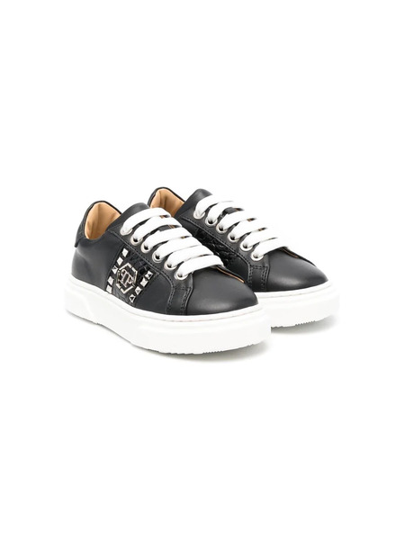  Philipp Plein Junior Baskets Lacées à Détails De Clous - Noir 