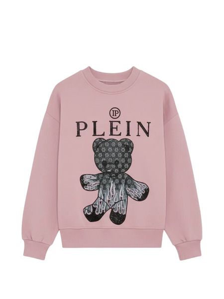  Philipp Plein Junior Pull à Patch Logo - Rose 