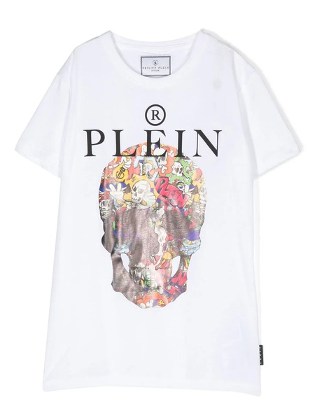  Philipp Plein Junior T-shirt à Imprimé Tête De Mort - Blanc 