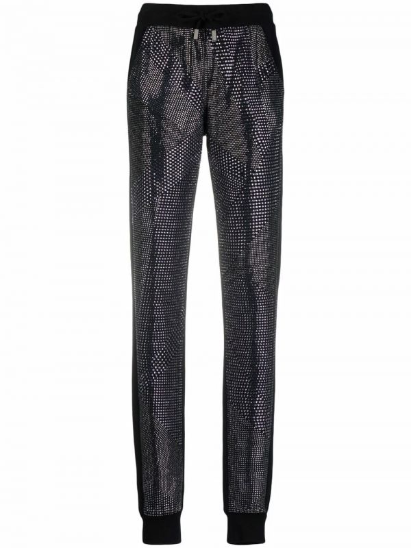  Philipp Plein Pantalon De Jogging à Ornements En Cristal - Noir 