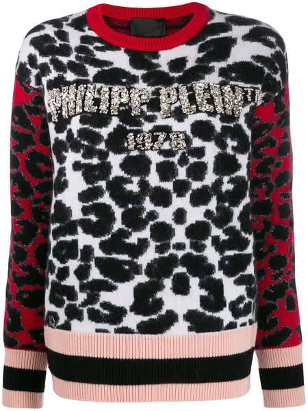  Philipp Plein Pull à Motif Léopard - Blanc 