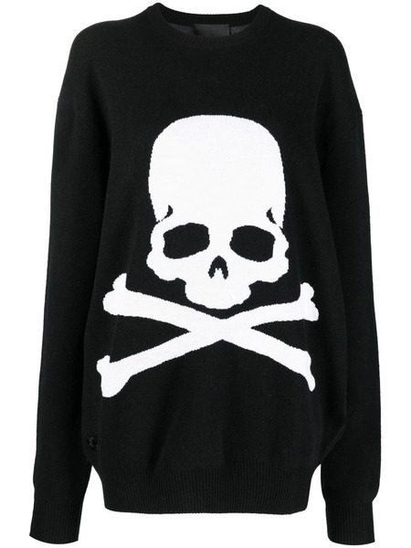  Philipp Plein Pull Skull Bones à Col Ras Du Cou - Noir 