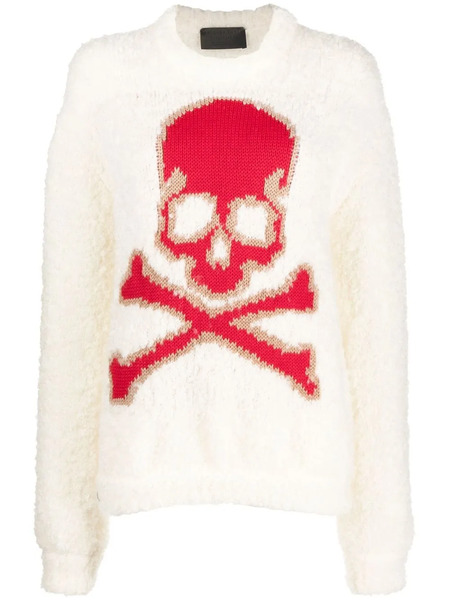 Philipp Plein Pull Skull&bones En Maille - Blanc 