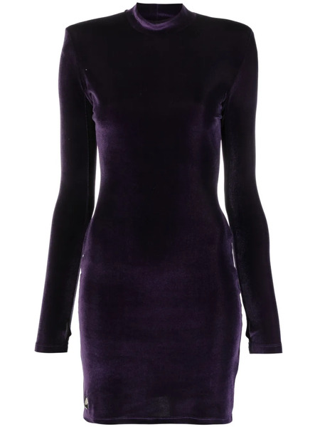  Philipp Plein Robe Courte En Velours à Plaque Logo - Violet 