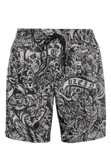  Philipp Plein Short De Bain à Imprimé Graphique - Noir 