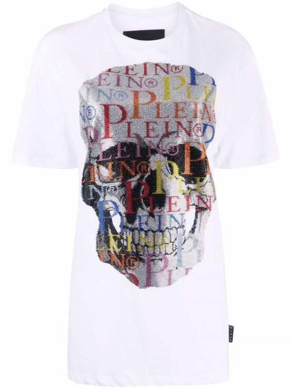  Philipp Plein T-shirt à Imprimé Tête De Mort - Blanc 