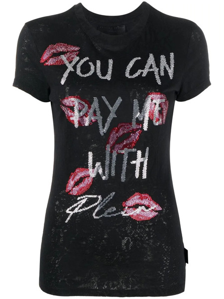  Philipp Plein T-shirt à Ornements Strassés - Noir 