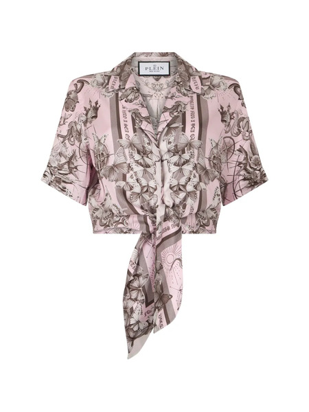  Philipp Plein T-shirt Court à Imprimé Papillon - Rose 
