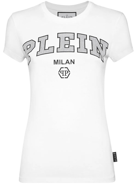  Philipp Plein T-shirt En Coton à Logo Orné De Cristaux - Blanc 