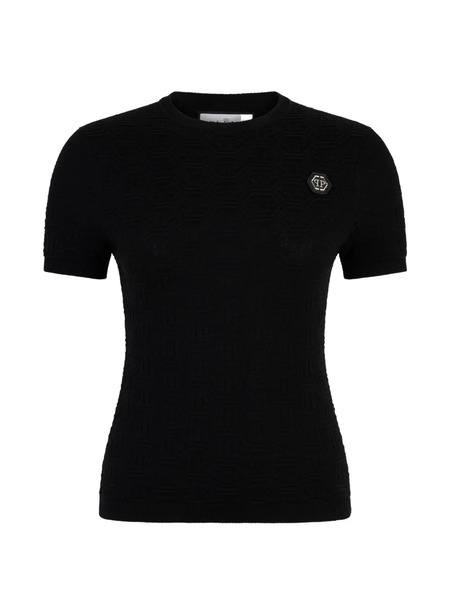  Philipp Plein T-shirt En Maille à Motif Monogrammé - Noir 