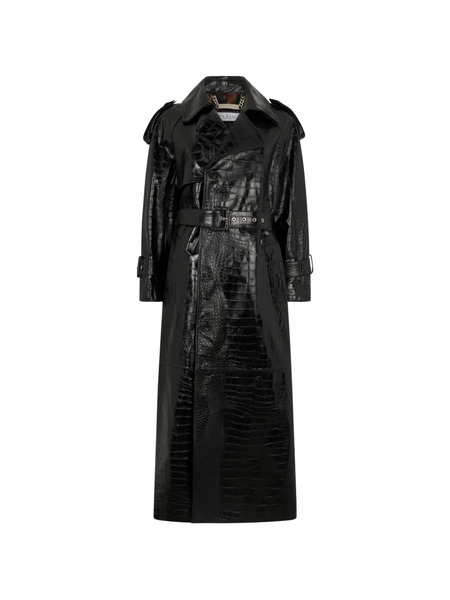 Philipp Plein Trench à Effet Peau De Crocodile - Noir 
