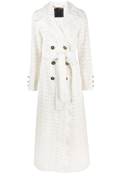  Philipp Plein Trench Long Sangallo En Cuir - Blanc 