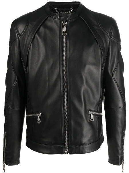  Philipp Plein Veste De Moto à Fermeture Zippée - Noir 