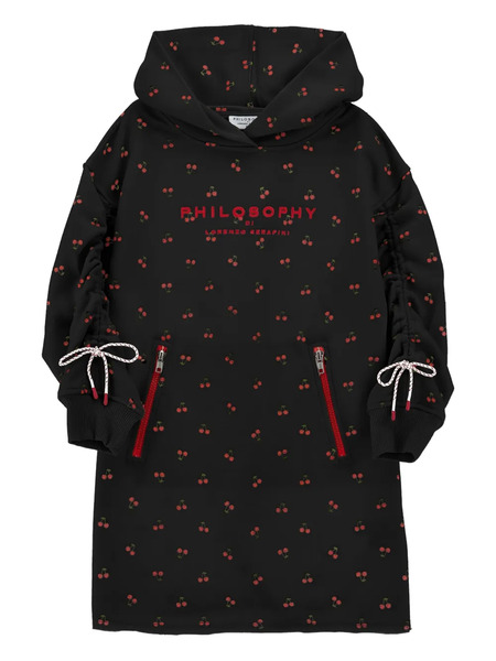  Philosophy Di Lorenzo Serafini Kids Robe Imprimée à Capuche - Noir 