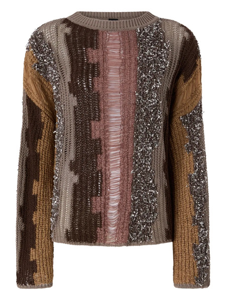  Pinko Pull à Sequins Brodés - Marron 