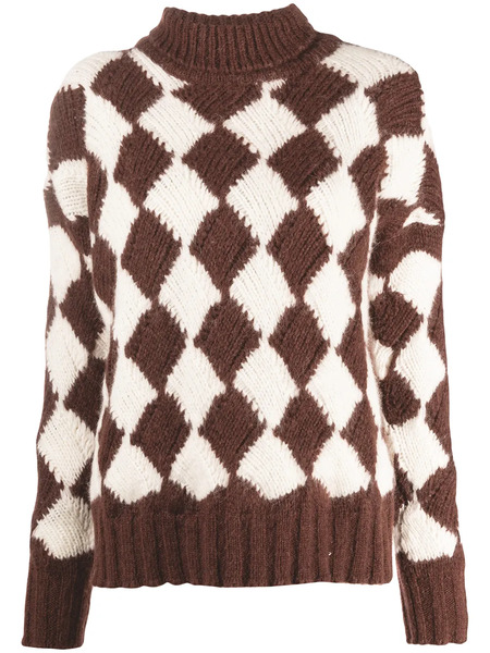  Plan C Pull à Motif Géométrique - Marron 