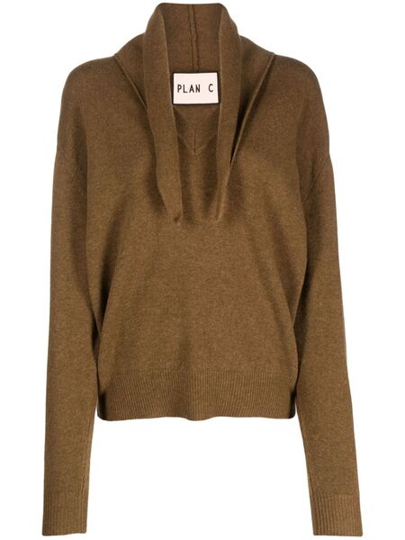  Plan C Pull En Maille Nervurée - Marron 