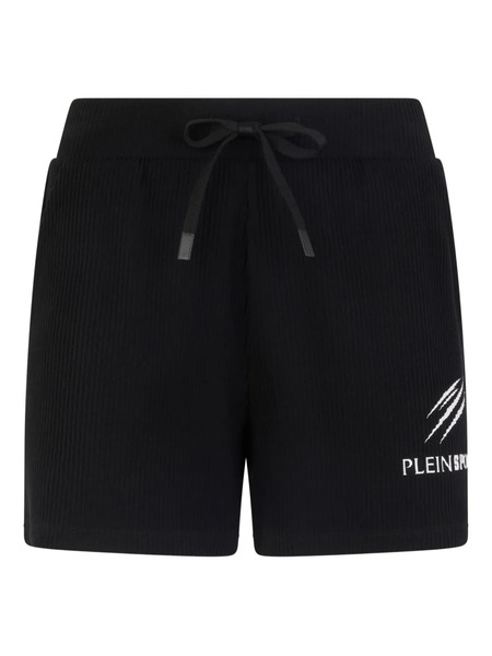  Plein Sport Short Nervuré à Logo Lettré - Noir 