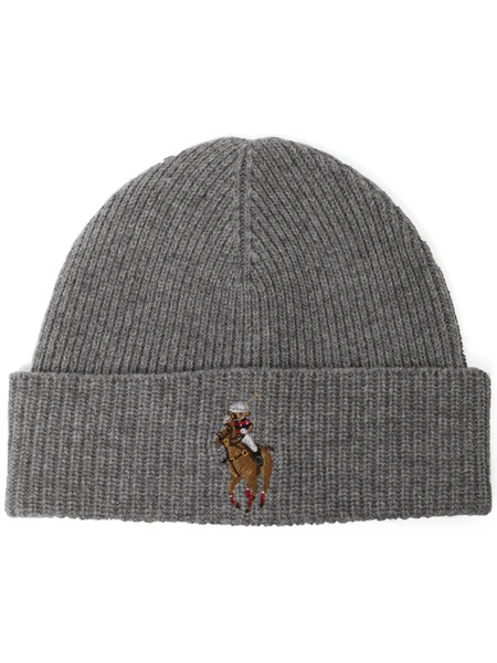  Polo Ralph Lauren Bonnet En Maille à Broderies - Gris 