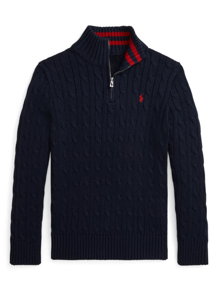  Polo Ralph Lauren Kids Cardigan Rayé à Logo Brodé - Bleu 