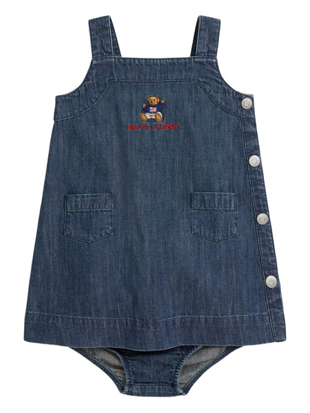  Polo Ralph Lauren Kids Robe En Jean à Encolure Carrée - Bleu 