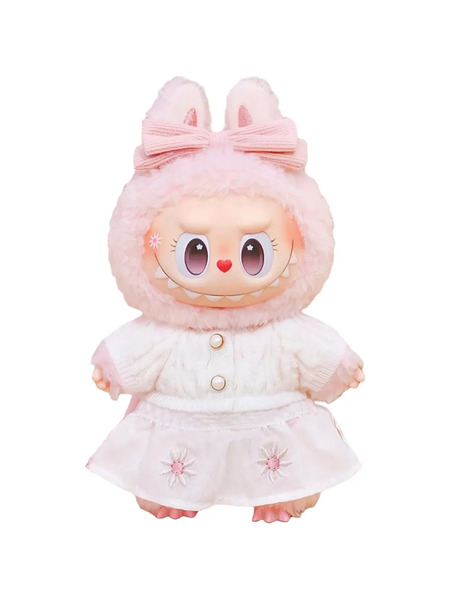  Pop Mart Labubu The Monsters Mokoko Fall Into Sweaters Series Vinyl Bag Charm - Rose 