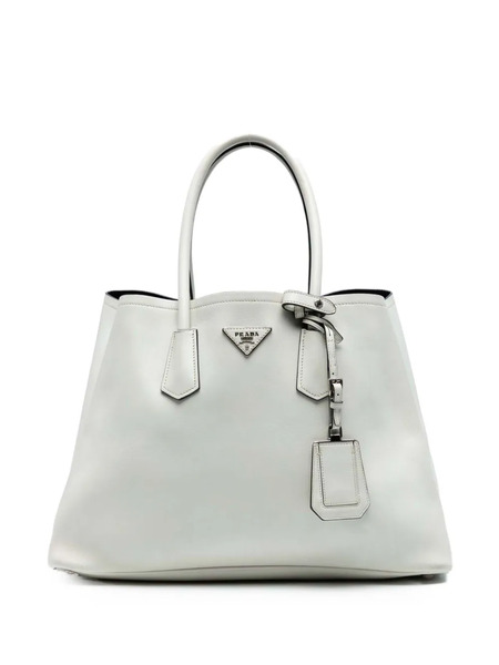  Prada Pre-owned Grand Sac à Bandoulière Double En Cuir City Calf (2010-2025) - Blanc 