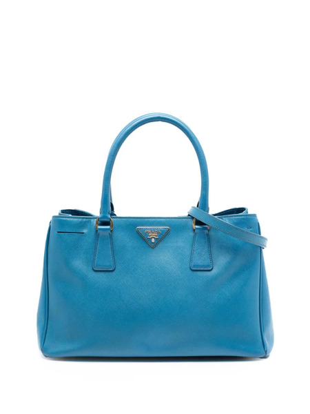  Prada Pre-owned Sac à Bandoulière Galleria Double Zip Médium En Cuir Saffiano Lux (2013-2025) - Bleu 
