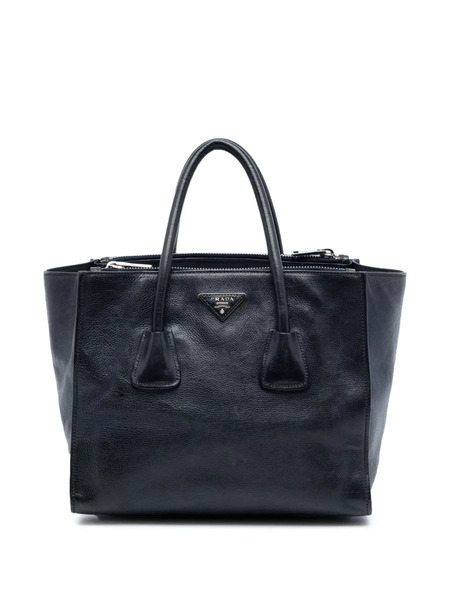  Prada Pre-owned Sac à Bandoulière Glace Twin Pocket Double Handle En Cuir De Veau (2013-2025) - Bleu 