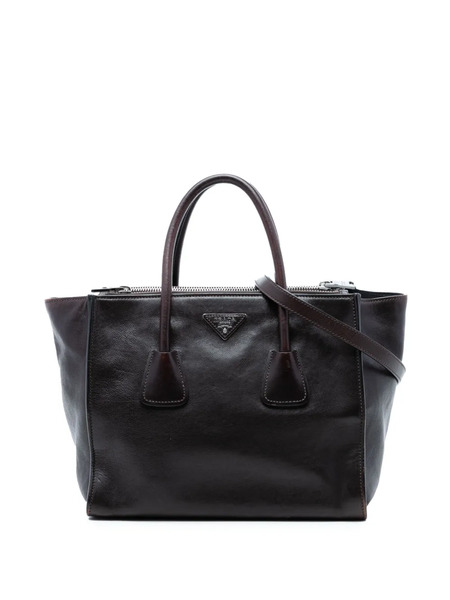  Prada Pre-owned Sac à Bandoulière Glace Twin Pocket Double Handle En Cuir De Veau Glacé (2010-2026) - Marron 