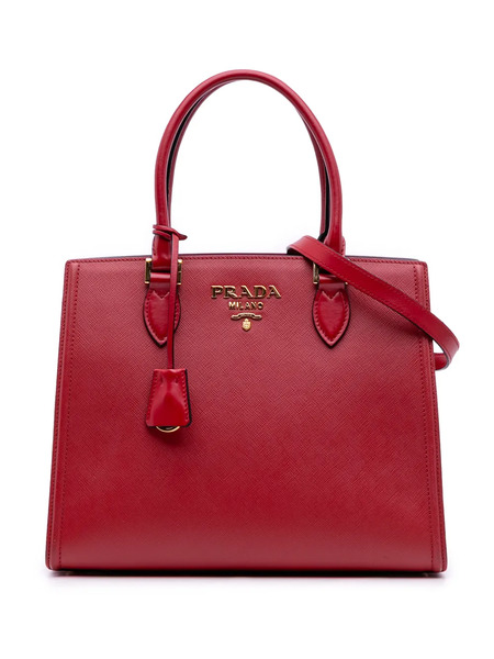  Prada Pre-owned Sac Cabas Convertible En Saffiano à Finitions En Cuir De Veau Doux (2000-2025) - Rouge 